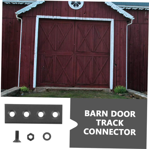 Sliding Barn Door Hardware Kit With Seamless Track Connector Mending Plates For Easy Install And No Sweat DIY Setup Hidden Black Metal Joint Plates To Create A Smooth Sturdy Barn Door Track Connection
