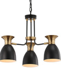 20 Inch Dope Black And Brass Gold Modern Metal LED Pendant Light Fixture With Adjustable Hanging Ceiling Lamp, 3 black shades.