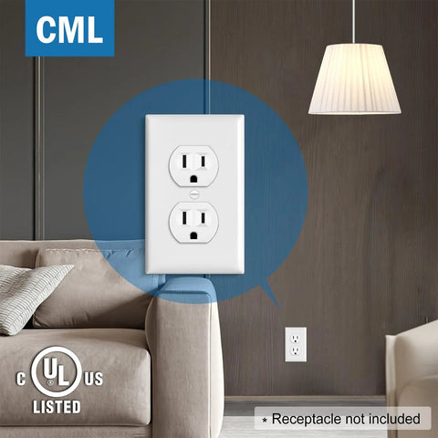 Duplex Outlet Covers Wall Plates 50 Pack 1 Gang White Dual Receptacle Faceplates 2.76 x 4.5 Inches UL Listed Easy Install