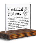 Funny Electrical Engineer Clear Desk Sign Lit Gift For Work Anniversary Appreciation And Recognition Plaque For Engineers Retirement Farewell Gift For Women And Men EDC10, on wooden base