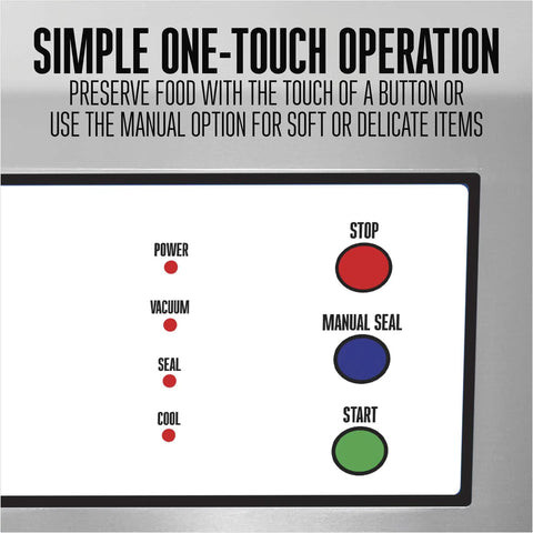 Control panel of Heavy Duty Commercial Grade Vacuum Sealer Machine For Food Preservation And Sous Vide Cooking with buttons.