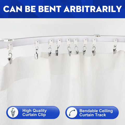 Curved Ceiling Curtain Track Bendable Mount For Curtain Rail Two Meter Length Flexible Cuttable To Fit Any Shape on white ceiling with clips