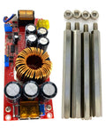 Beefy 1800W 40A DC To DC Boost Converter Module From 10V To 60V To 12V To 90V With Built In Fan shown with capacitors and metal rods