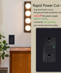 Heavy Duty Black GFCI Outlet 20 Amp With Snazzy Led Light And All Weather Shield Etl Approved Wall Socket Receptacles That Install Like A Breeze 20 Pack Bundle mounted beside a potted plant.