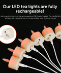 USB Rechargeable 3D Wicks Tealight Candles Flameless Flickering Battery Operated With Remote Control And Timer charging setup