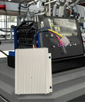 Heavy Hitter 500 Watt 48V To 12V Isolated DC To DC Converter For Electric Vehicles with wiring harness in industrial setting.
