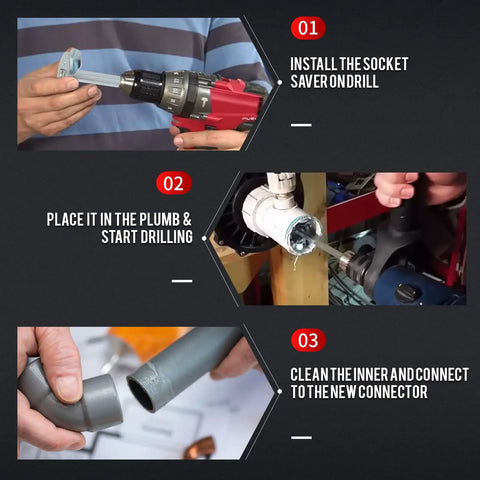 PVC Pipe Reamer For Half Inch Fittings, Drill Driven Reaming Tool With Inside Cutter And Hub Remover, step-by-step use guide.