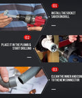 Pro Grade PVC Pipe Reamer For 1/2 Inch Fittings Inside Cutter Saver For Removing Hub Fits Speed Drill 3 Inch Reach