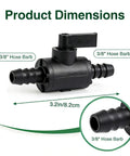 Close-up of a 3/8 inch ball valve from Four Pack Three Eighths Inch Ball Valve Barbed Shut Off Kit For Garden Sprayers Drip Irrigation And Aquarium Pumps