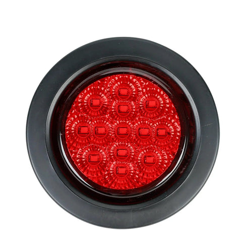 10 Pack 2.5 Inch Round Trailer Marker Lights Kit With 13 LED Per Light, close-up of red LED light with waterproof housing