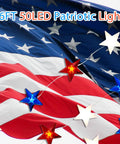 Red White Blue Patriotic String Lights 16Ft 50 LED Battery Operated With Timer And Remote Flexible Fairy Lights For Independence Day Memorial Day Fourth Of July Decor At Home Indoor Outdoor Mood Lighting.