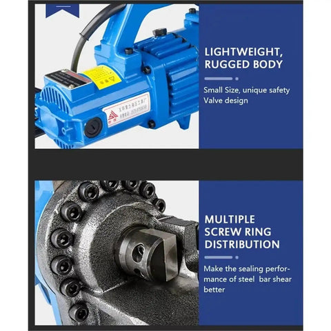 Electric Hydraulic Rebar Bender And Shear Cutter RC 20 Model lightweight body showcasing pure copper motor and screw ring detail.