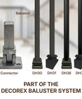 Swivel Baluster Connector For Half Inch Square Balusters, Adjustable Aluminum Structural Mount With Screws, product display