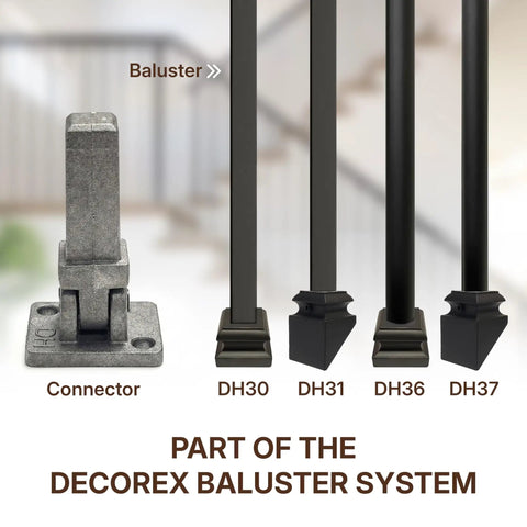 Swivel Baluster Connector For Half Inch Square Balusters, Adjustable Aluminum Structural Mount With Screws, product display