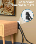 Low Profile Angled Flat Head Extension Cord 1 Foot 3 Prong SJT 14 AWG Power Cable for Indoor Use, ETL Listed, in outlet