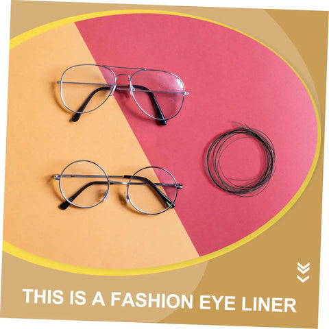 Replaceable Eyeglass Repair Thread for Quick Eyewear Adjustments next to two pairs of eyeglasses on colorful background