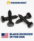 Premium Stainless Steel Black Lag Screws 3/8 Inch By 1 Inch Hex Lag Bolts 10 Pack 304 Grade Steel Black Oxide Finish
