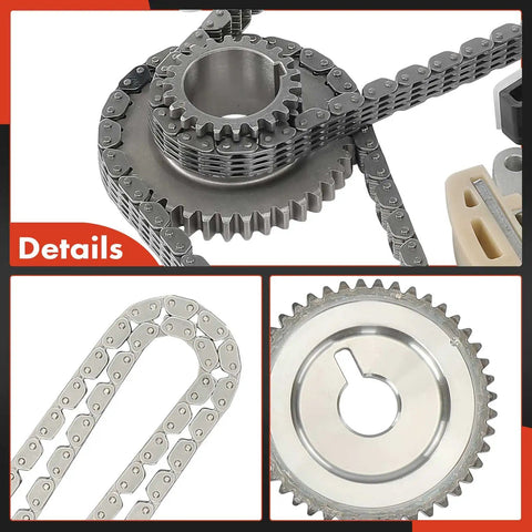 Close-up of 10-Piece Engine Timing Chain Kit With Tensioner, Guide And Sprocket For 2.5L Nissan Altima 2010-2013 And Rogue 2010-2015 No VVT