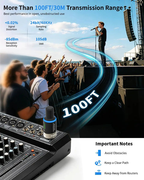 Live event showing 4 Channel 5.8 GHz Wireless Microphone System With XLR Transmitter and Receiver, 100ft range use