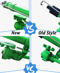 Comparison of new and old style 2-Inch Impact Sprinkler with Pressure Gauge for farm irrigation and heavy-duty use.