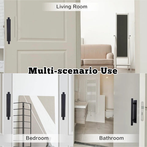 8 Pack Adhesive Cabinet Handles Self Stick Push Pull Helpers Black ABS Material No Drill Instant Installation in various rooms