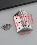 Self Closing Spring Hinge For Fence Gate Heavy Duty Silver Finish Includes Six Screws And Mounting Hardware displayed on table