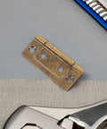 Vintage Style Small Stainless Steel Flush Mount Cabinet Hinges 10 Piece Set Silent Heavy Duty shown on surface