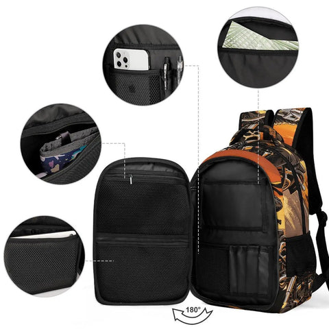 Sunset Rider Printed Unisex Backpack With Large Capacity, Durable Polyester, Breathable Design, interior compartments and pockets