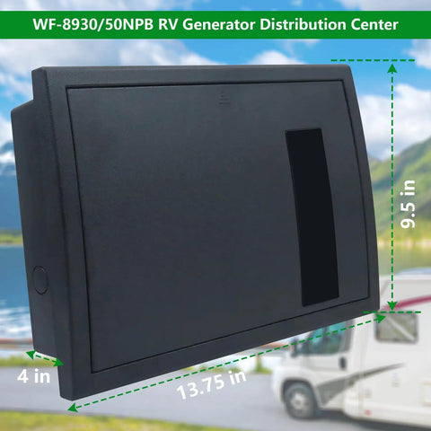 All In One RV Power Center And Distribution Panel With Flexible 30 Amp Or 50 Amp Config, dimensions 13.75x9.5x4 inches