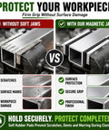Comparison showing Heavy Duty 6 Pack 4 Inch Magnetic Bench Vise Soft Jaws Pads protect workpieces from scratches.