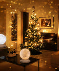 Magnetic Levitation Floating Moon Lamp With Base 360 Spin 3D Printed Moon Night Light 3 Color LED in cozy holiday setting