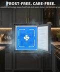 Compact Upright Freezer 1.1 Cubic Foot Stainless Steel Mini Cooler displayed with frost-free technology for fresh food.