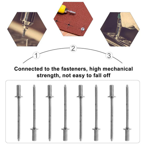 50 Pcs Stainless Steel Blind Rivets Kit With Flat Head Design And High Mechanical Strength For Furniture Hardware And Household Repairs