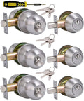 Keyed Alike Entry Door Knob And Single Cylinder Deadbolt Combo Set In Satin Nickel Finish, Lock And Keys Included