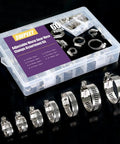 60 Piece Hose Clamp Kit In 6-38mm Range, 304 stainless steel worm gear clamps in clear plastic organizer case