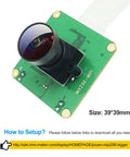 Global Shutter Raspberry Pi Camera Module With IMX296 Mono Sensor, 1456x1088 Resolution at 60fps, external trigger, size 39x39mm
