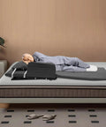 Cool Electric Lifting Backrest Upgrade For Elderly And Pregnant Folks With 2 To 80 Degree Angle Smart Support Plus 330 Lbs Heavy Duty Weight Capacity Rust Proof Steel Frame Cotton Linen Cover in use on bed.