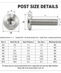 Badass Hex Socket Binding Post Bolts with Barrel Nuts Furniture Connector Fasteners made of 304 Stainless Steel 40 mm dimensions details