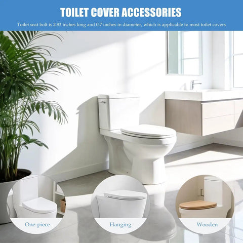 Bright bathroom setting showcasing 4 Pack Universal Toilet Seat Bolts And Screws Rust Resistant Cover Fixing Accessories with modern toilet.