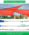 Sun Shade Sail Hardware Kit With 4 Pack 10ft Extension Nylon Wire Rope And 304 Stainless Steel Fittings For Triangle Or Rectangle Shade