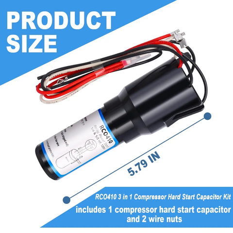 Three In One Hard Start Capacitor Kit For Refrigerators And Freezers 115V One Quarter To One Third Horsepower with wires