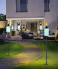 Set Of Four Glass Garden Torches For Backyard And Outdoors 12 Oz Citronella Torches With 61 Inch Height And Five Prong Grounded Stake