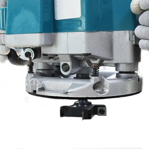 Close-up of CNC Spoilboard Surfacing Router Bits Set Three Piece With One Quarter Inch Shank And One Inch Cutting Diameter in use