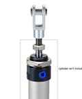 Heavy Duty Air Cylinder Rod Clevis End Y Connector 94mm Length With M20x1.5 Female Thread For 80mm Bore Pneumatic Linkage Alloy Build Tough As Nails Easy Install And Durable Performance, mounted on cylinder rod