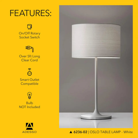Table Lamp With Scratch Proof And Corrosion Resistant Body Matte White In A Scandinavian Inspired Tulip Design With A Striped Shade