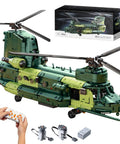 Motorized Military Helicopter Building Blocks Kit With 1826 Pieces Remote Control Rotor Army Airplane Model Large Collectible RC Helicopter Bricks Toy For Boys Teens And Adults