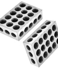Matched pair of steel 1-2-3 precision blocks with 23 holes for machinist setup and inspection