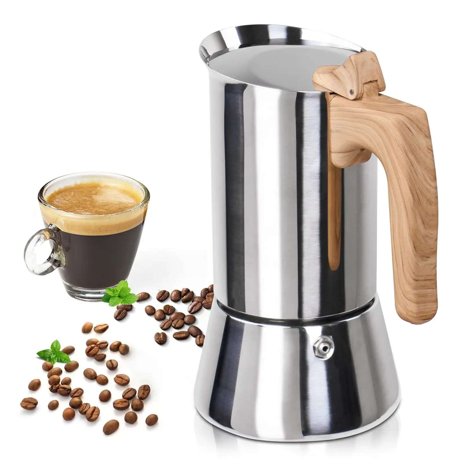 12 Cup Moka Pot Stainless Steel Coffee Maker ✓