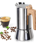 12 Cup Moka Pot Stainless Steel Coffee Maker Stovetop Espresso Coffeemaker 304 Grade Uncoated Finish Built Tough