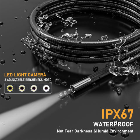 Ultra Slim 3.9mm Two Way Articulating Borescope With 360 Rotating Endoscope Camera Plug And Play Flexible Snake Probe showing waterproof camera with LED lighting and adjustable brightness.
